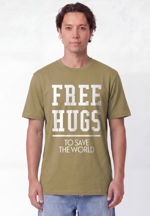 watapparel, FREE HUGS TO SAVE THE WORLD UNISEX - T-shirt imprimé - faded olive