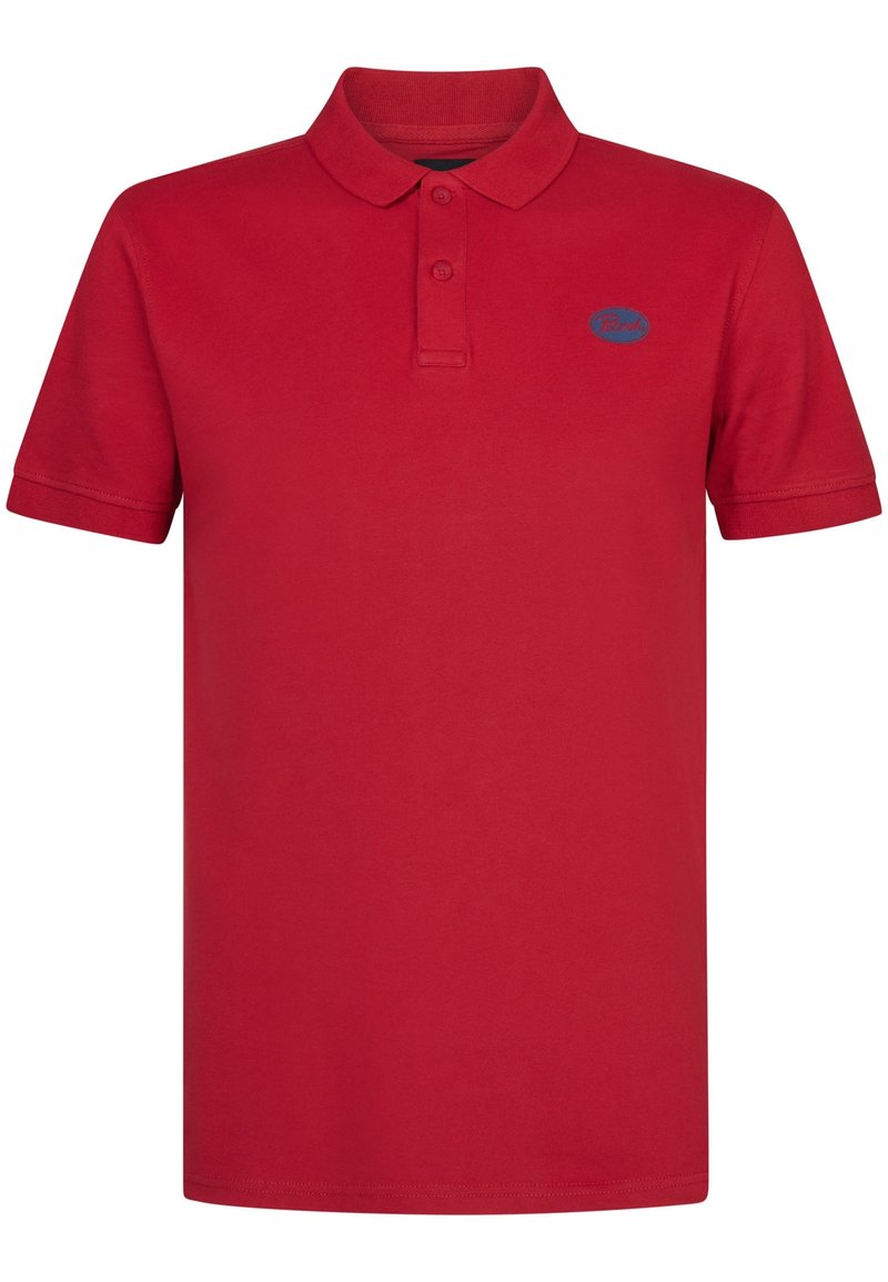 Polo rosso realizzato in morbido tessuto di cotone. Caratterizzato da un colletto classico, tre bottoni e un piccolo logo sul lato sinistro del petto. Maniche corte.