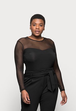 MESH INSERT TOP - Pitkähihainen paita - black