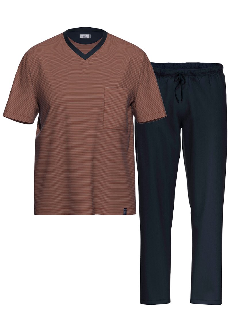 Herren Pyjamas | AMMANN 2 PACK Pyjama dunkelblau / rot gestreift/mehrfarbig - EC92044 Herren Pyjamas | AMMANN 2 PACK Pyjama dunkelblau / rot gestreift/mehrfarbig - EC92044