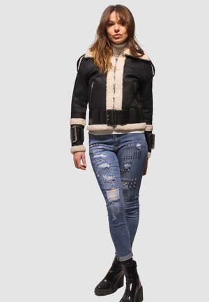 BIKER EFECTO CINTURÓN - Chaqueta de cuero sintético - black