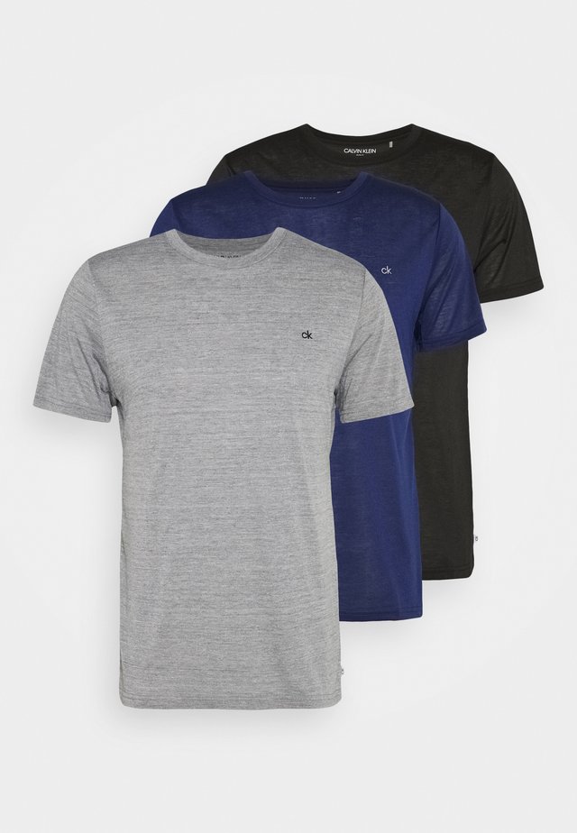 3 PACK - T-shirt basique - black/navy/silver