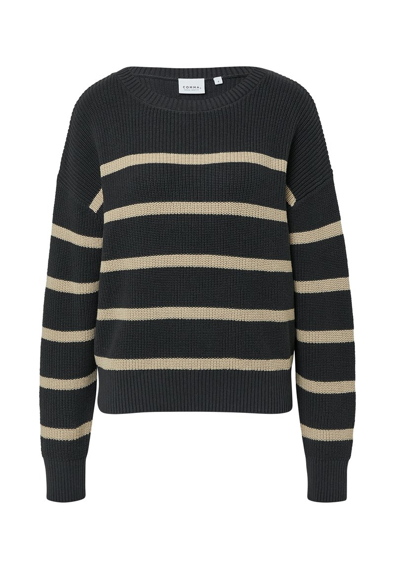 comma Strickpullover schwarz/beige/schwarz Zalando
