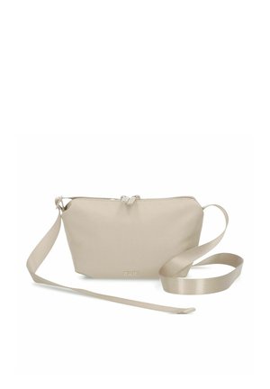 Beige Umhängetasche mit verstellbarem Riemen, Reißverschluss und minimalistischem Design, geeignet für den täglichen Freizeitgebrauch.