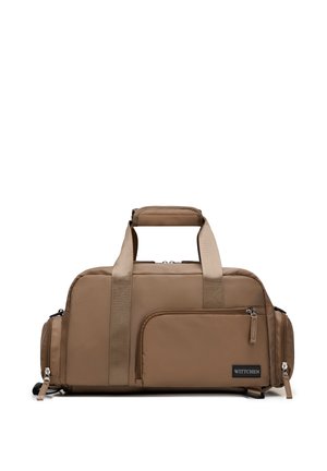 Sac de voyage rectangulaire marron avec deux poignées, poche zippée à l'avant, compartiments latéraux, et une étiquette "WITTCHEN" sur la poche avant.