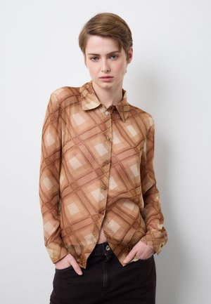 CHECK LONG SLEEVE REGULAR FIT - Blusa - beige brown