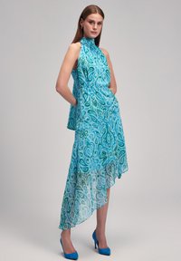 adL HALTER NECK - Vestido largo - printed blue