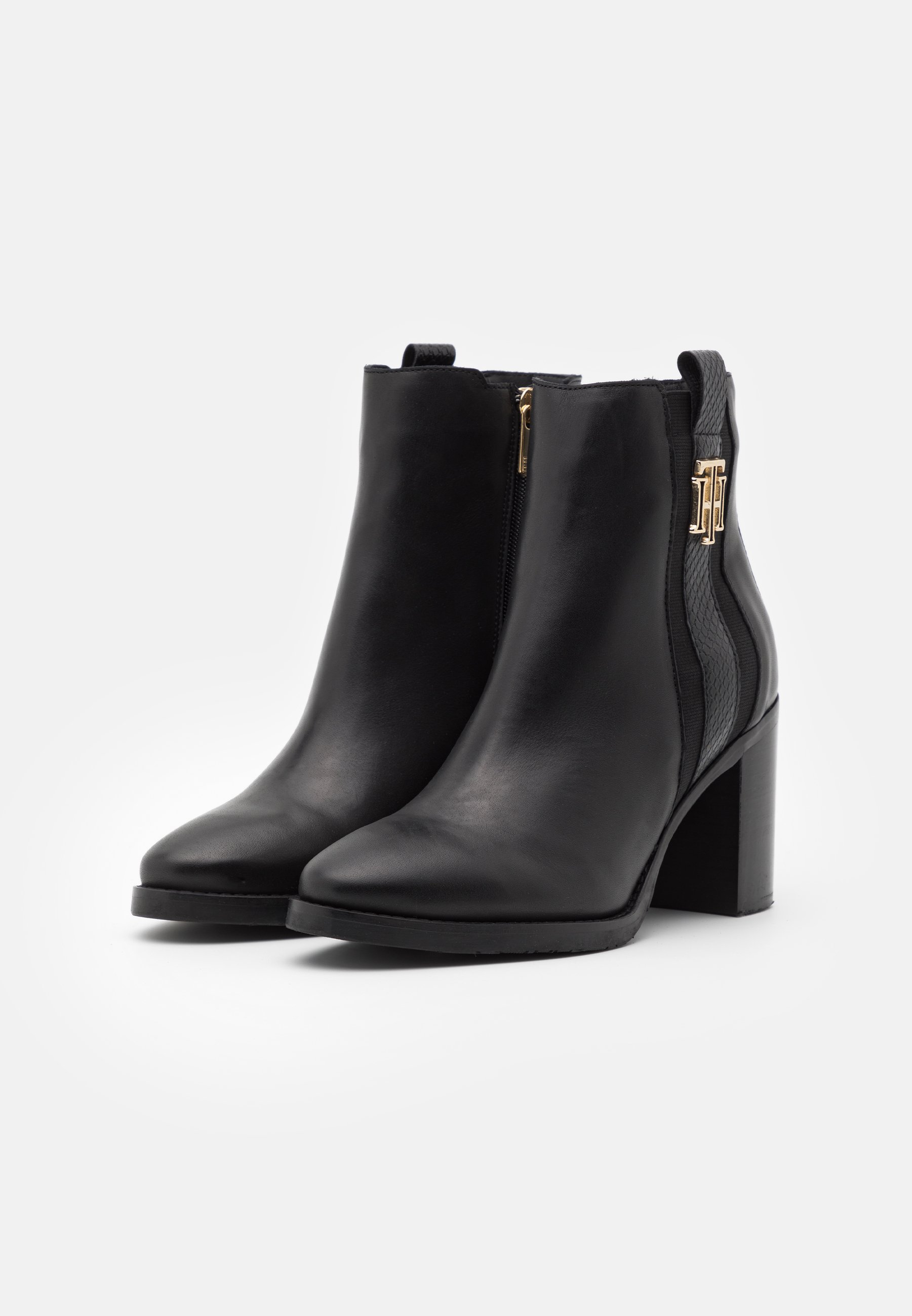 Tommy Hilfiger INTERLOCK BOOT - Enkellaarsjes met hoge hak - black/Zwart -  Zalando.nl