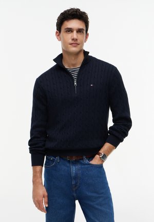 Tommy Hilfiger, CABLE KNIT QUARTER-ZIP JUMPER - Пуловер - navy blue