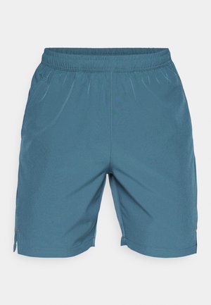 Herre shorts i en myk blå stoff, med elastisk midje, sidelommer og løs passform. Glatt tekstur uten synlige mønstre.
