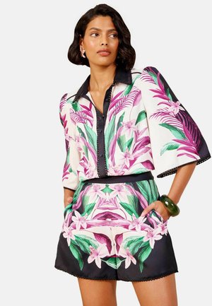 Love & Roses, PLACEMENT PRINT SATIN BUTTON DOWN SHIRT - Button-down blouse - ivory