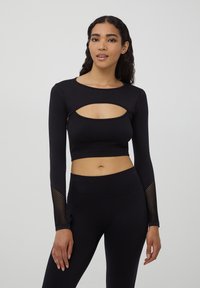 Terranova CON DETTAGLI TRAFORATI - Maglietta a manica lunga - nero