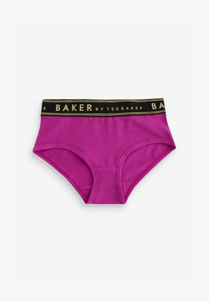 Culotte violette pour femmes avec une taille noire portant le texte doré "BAKER by TED BAKER". Fabriquée en matériau doux et extensible avec des coutures lisses.
