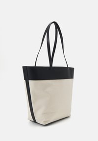 Zign LEATHER MIX - Velká kabelka - black/off-white