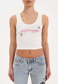 Ed Hardy PARTY RHINESTONE CROPPED - Top - white