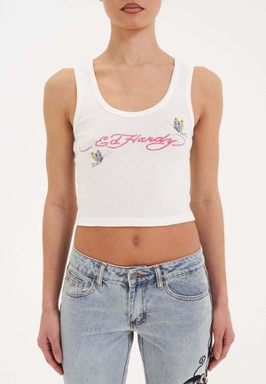 PARTY RHINESTONE CROPPED - Top - white