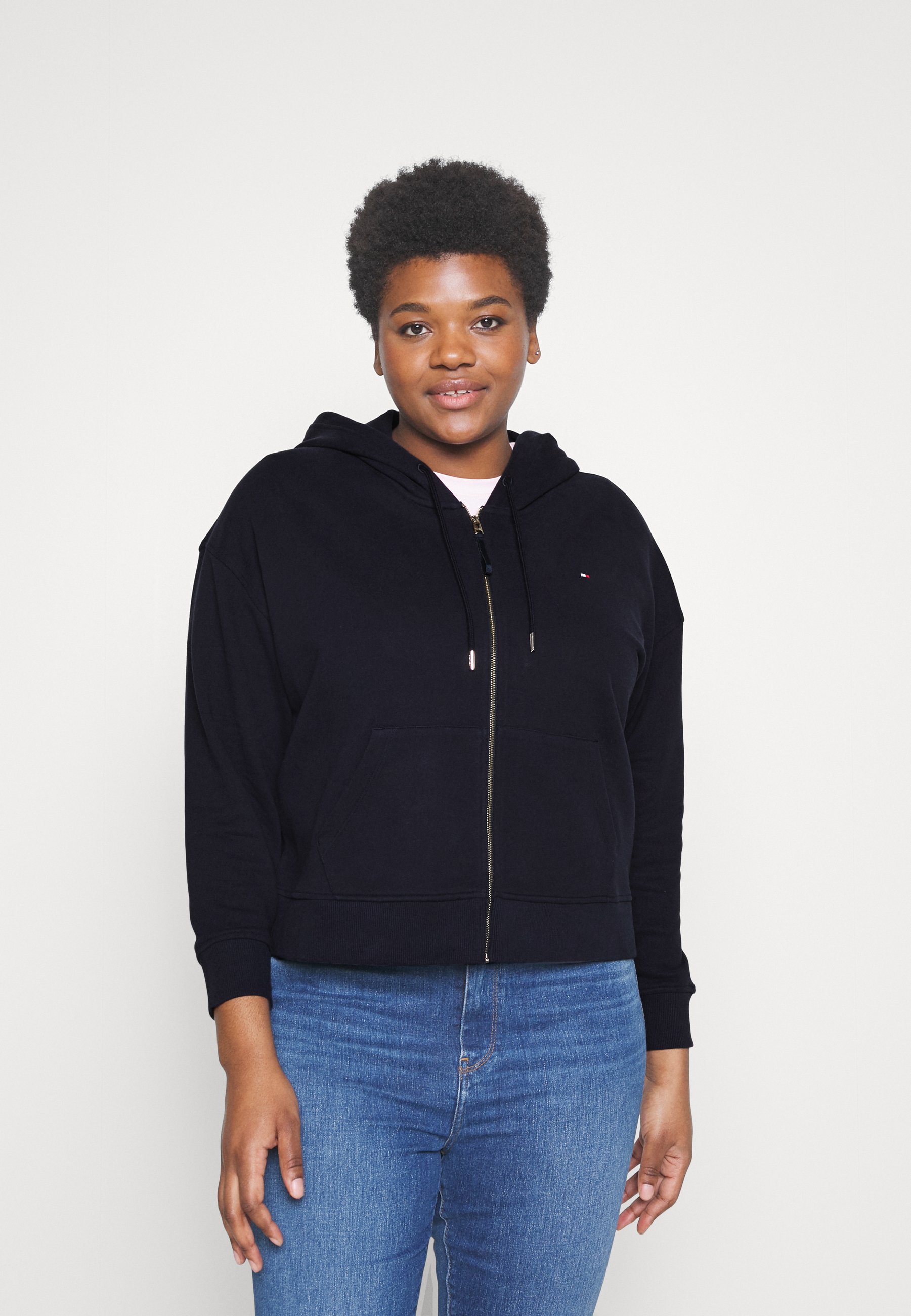 Tommy Hilfiger Curve TERRY ZIPUP HOODY - Zip-up sweatshirt - desert sky/dark  blue - Zalando.co.uk