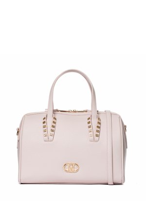 Borsa a mano rosa chiaro in pelle testurizzata. Caratterizzata da dettagli in metallo dorato, doppi manici superiori e tracolla rimovibile.