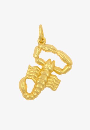 Ciondolo a forma di scorpione in oro con design tridimensionale lucido, artigli dettagliati e corpo segmentato. Anello di aggancio per facile montaggio.