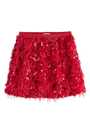 REGULAR FIT - Fustă în formă de A - red fluffy sequin