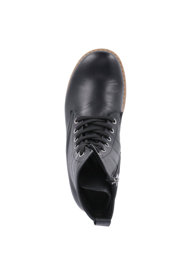Bottines Femme Andrea Conti En Cuir Lisse Noir - Lacets Et Fermeture éclair - Semelle Antidérapante - Taille Normale