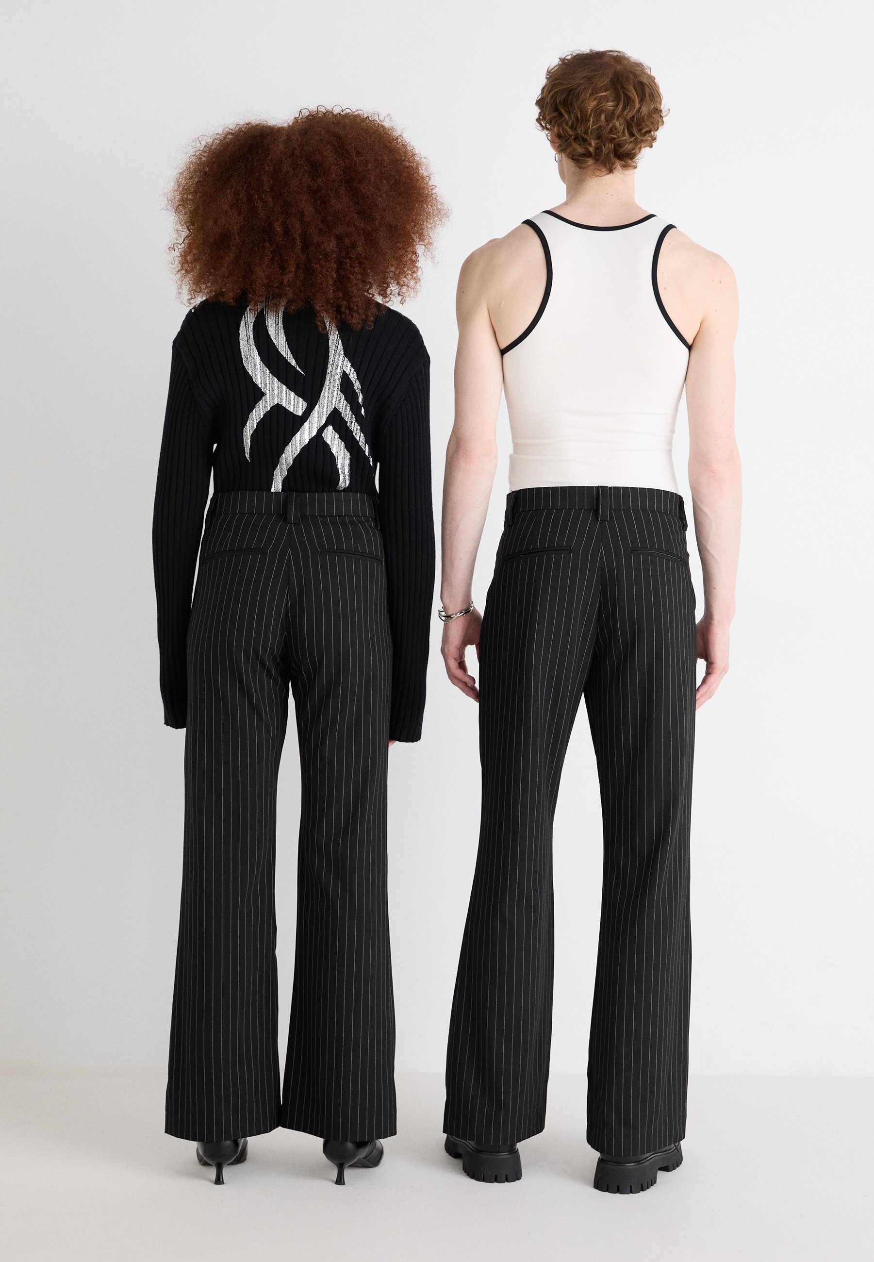 Jaded London STACKED SUIT UNISEX - Trousers - pinstripe/dark blue -  Zalando.ie