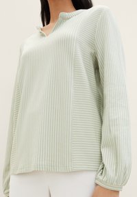 TOM TAILOR Blus - desert green white thin stripe