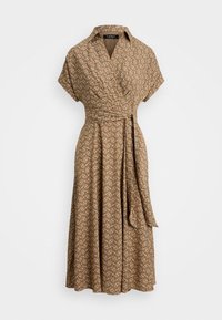 GEO PRINT BELTED CREPE DRESS - Blusenkleid - taupe