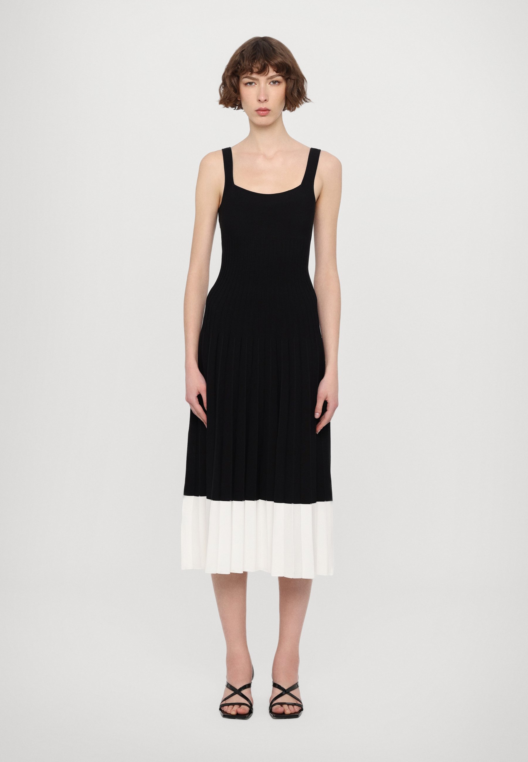 staud black and white dress Staud Black /White Dolce Cut Out Midi Dress - BOPF main image 0