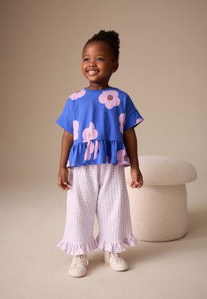 Next, WIDE  FRILL  - Stoffhose - pink blue check