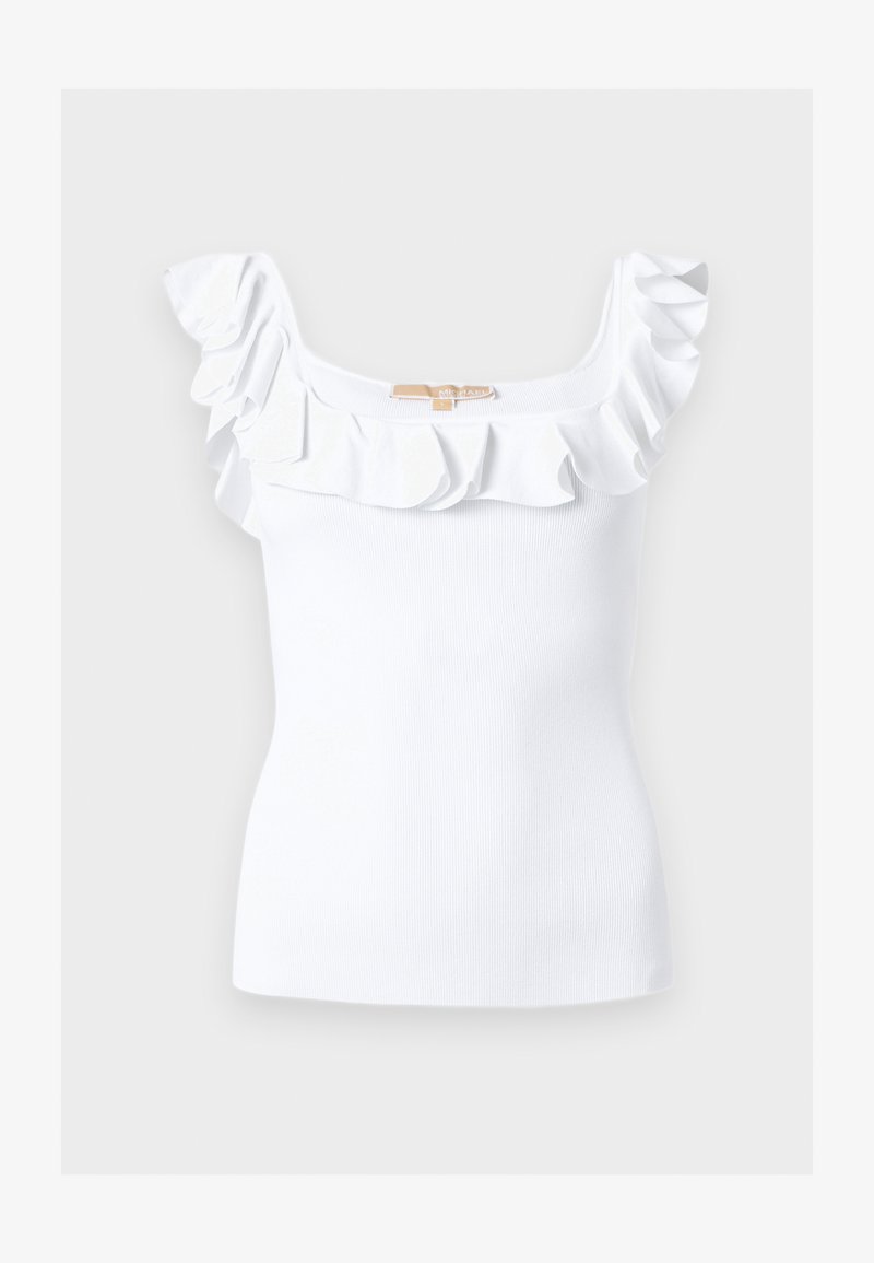 Michael Ruffles MICHAEL Michael Kors RUFFLE - Top - white/blanco - Zalando.es