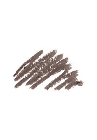 Tratto di matita per il trucco marrone con una finitura morbida e texturizzata. Le linee variano in spessore, mostrando un'applicazione uniforme su uno sfondo bianco.