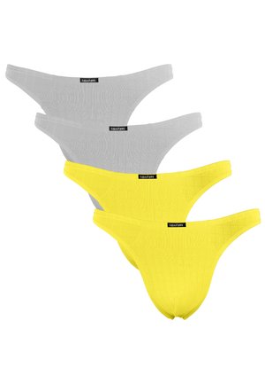 4ER PACK HERREN STRING TANGA ENG ANLIEGEND STRETCH - Briefs - grau/gelb