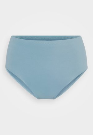 Lys blå høy Midje bikini-bunn med glatt tekstur, med sømløst design og subtile søm detaljer langs kantene.