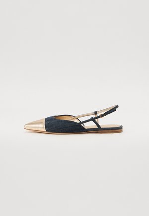 GRETA - Slingback ballet pumps - dark blue denim/gold coloured