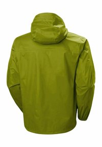Wodoodporna, lekka kurtka w intensywnym oliwkowym kolorze. Posiada kaptur, długie rękawy i elastyczne mankiety. Gładka tekstura, bez widocznych wzorów.