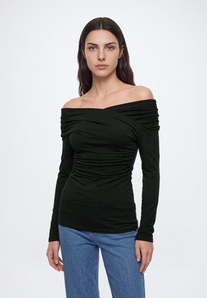 Noisy May, NMBELLA TULLA L/S DRAPED TOP JRS - T-shirt à manches longues - black