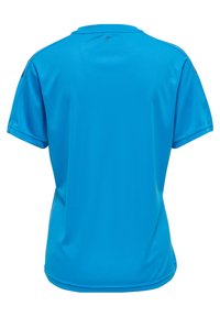 Kortærmet sports T-shirt i lys blå, lavet af glat stof. Har rund halsudskæring og minimal sømdetalje. Ingen mønstre eller grafik.