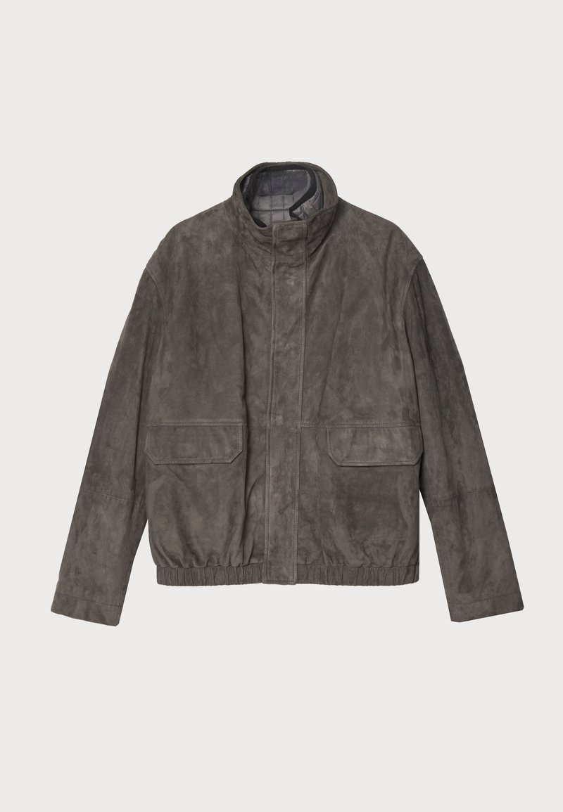 Emporio Armani Leren jas bruin