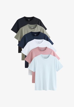 Next, T-SHIRTS 6 PACK SLIM FIT - T-shirt basique - dusky pastels pink sage aqua white navy black
