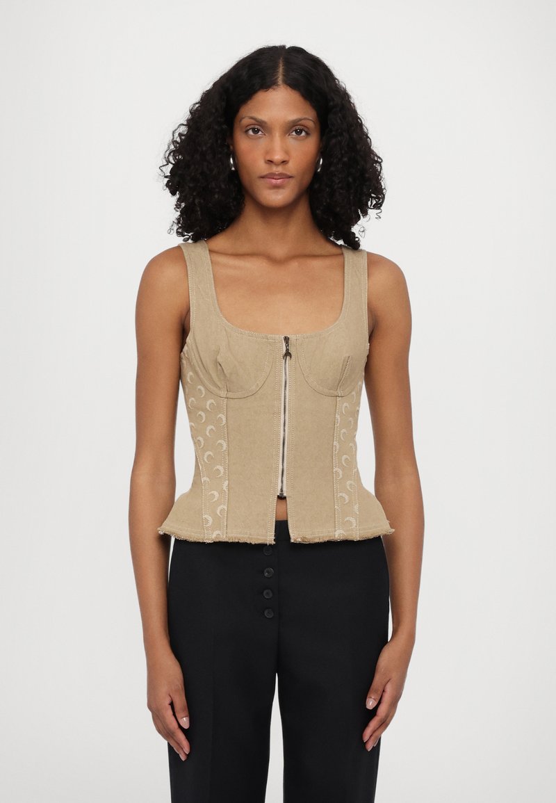 MARINE SERRE MOON CORSET  - Tops - dark beige