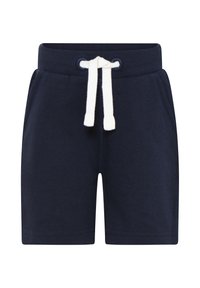 Mørkeblå sportsshorts laget av myk bomull. Har strikk i livet med hvit snor og to sidelommer.