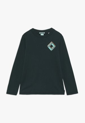 Sort langærmet crewneck-trøje med et lille diamantformet "Scotch & Soda"-logo på venstre bryst.