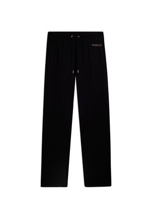 Pantaloni neri a gamba dritta con vita elastica e coulisse, con piccolo logo "FREDDY" in alto a sinistra.