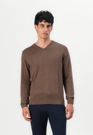 BASIC V NECK - Pulóver - dark taupe