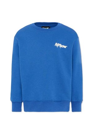 Felpa blu a maniche lunghe con scollo rotondo, logo "Barrow" bianco sul petto a sinistra, polsini e orlo a coste.