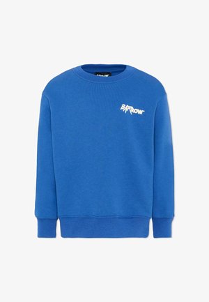 Felpa blu a maniche lunghe con scollo rotondo, logo "Barrow" bianco sul petto a sinistra, polsini e orlo a coste.