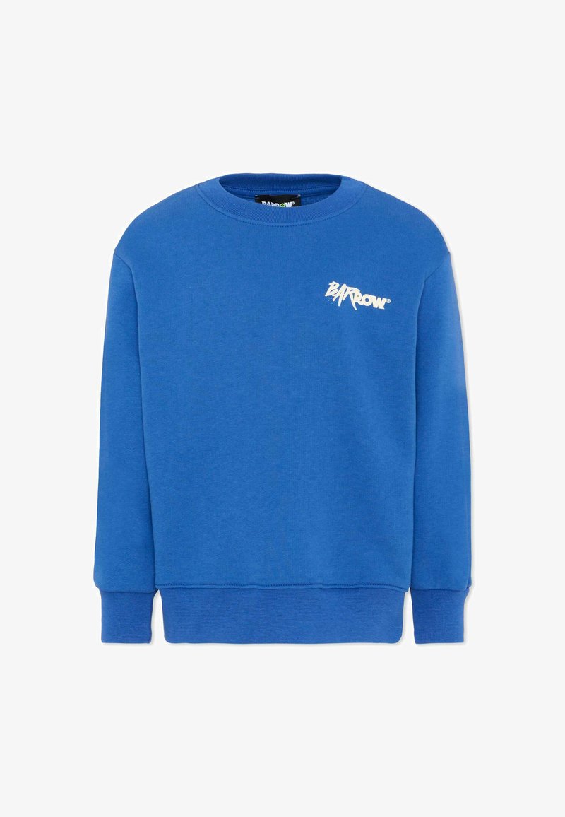 Sudadera azul de manga larga con cuello redondo y el logo "Barrow" en blanco en el pecho izquierdo, puños y dobladillo acanalados.