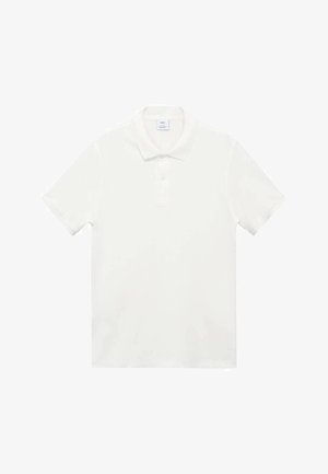 Polo shirt blanc en coton lisse, avec un col classique, une patte à trois boutons et des manches courtes. Sans motifs ni accents.