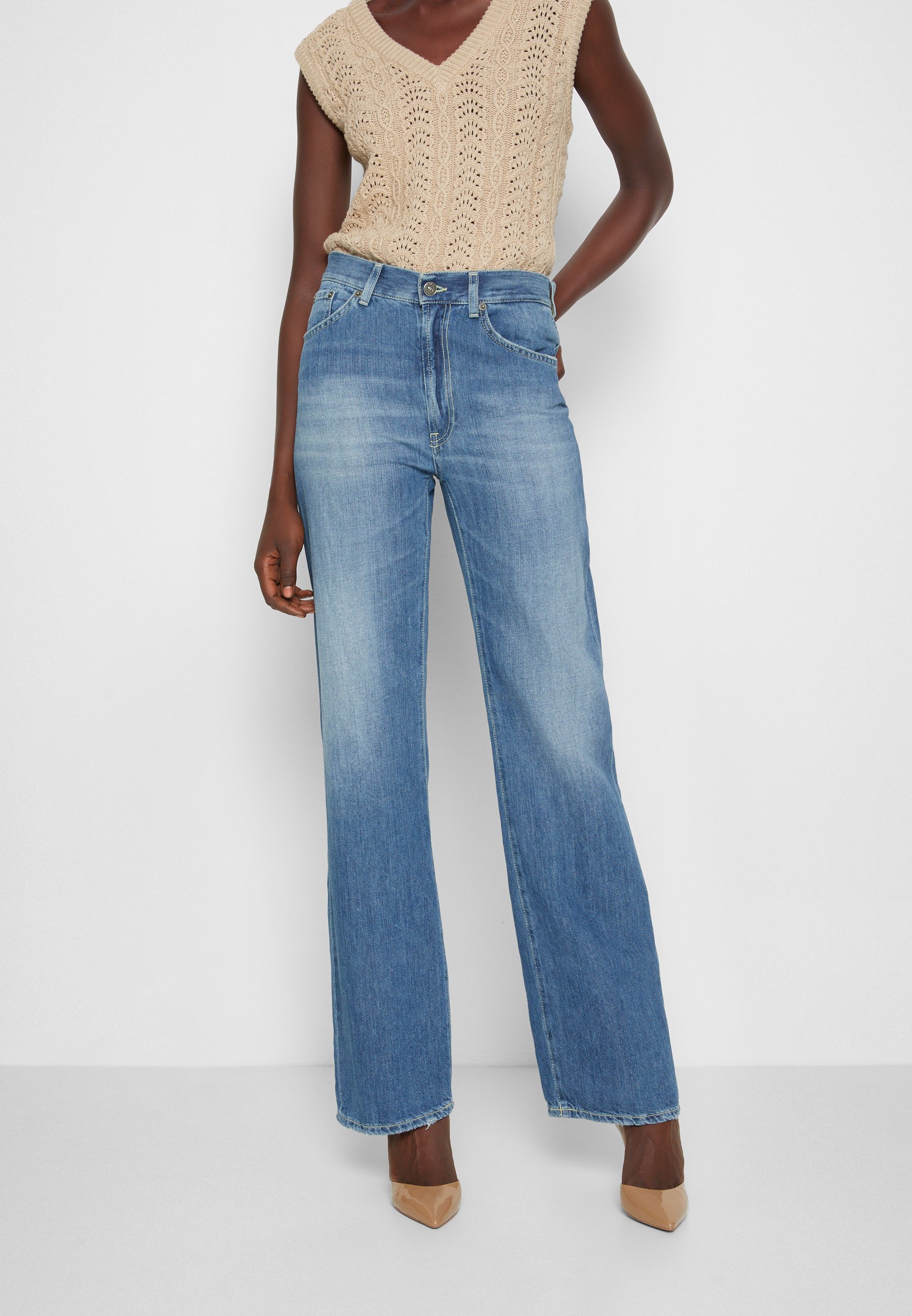 Dondup PANTALONE MABEL - Jeans a zampa - medio pulito/blu denim - Zalando